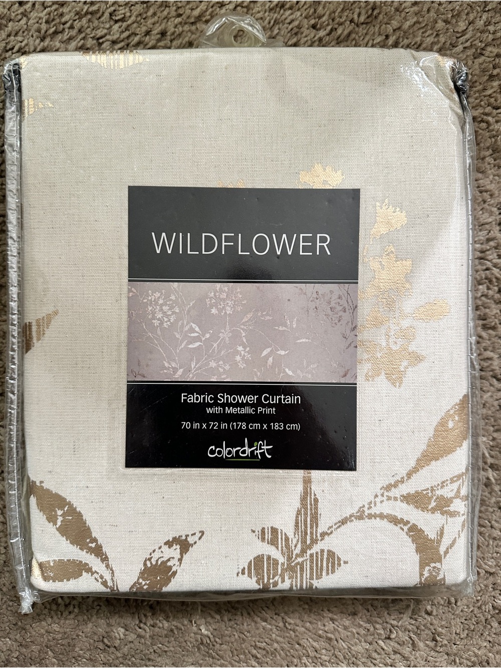 Colordrift Wildflower Metallic Floral Wildflower Fabric Shower Curtain 70 x 72